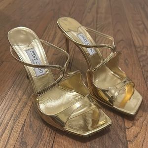 Jimmy Choo “Anise 95” gold sandal